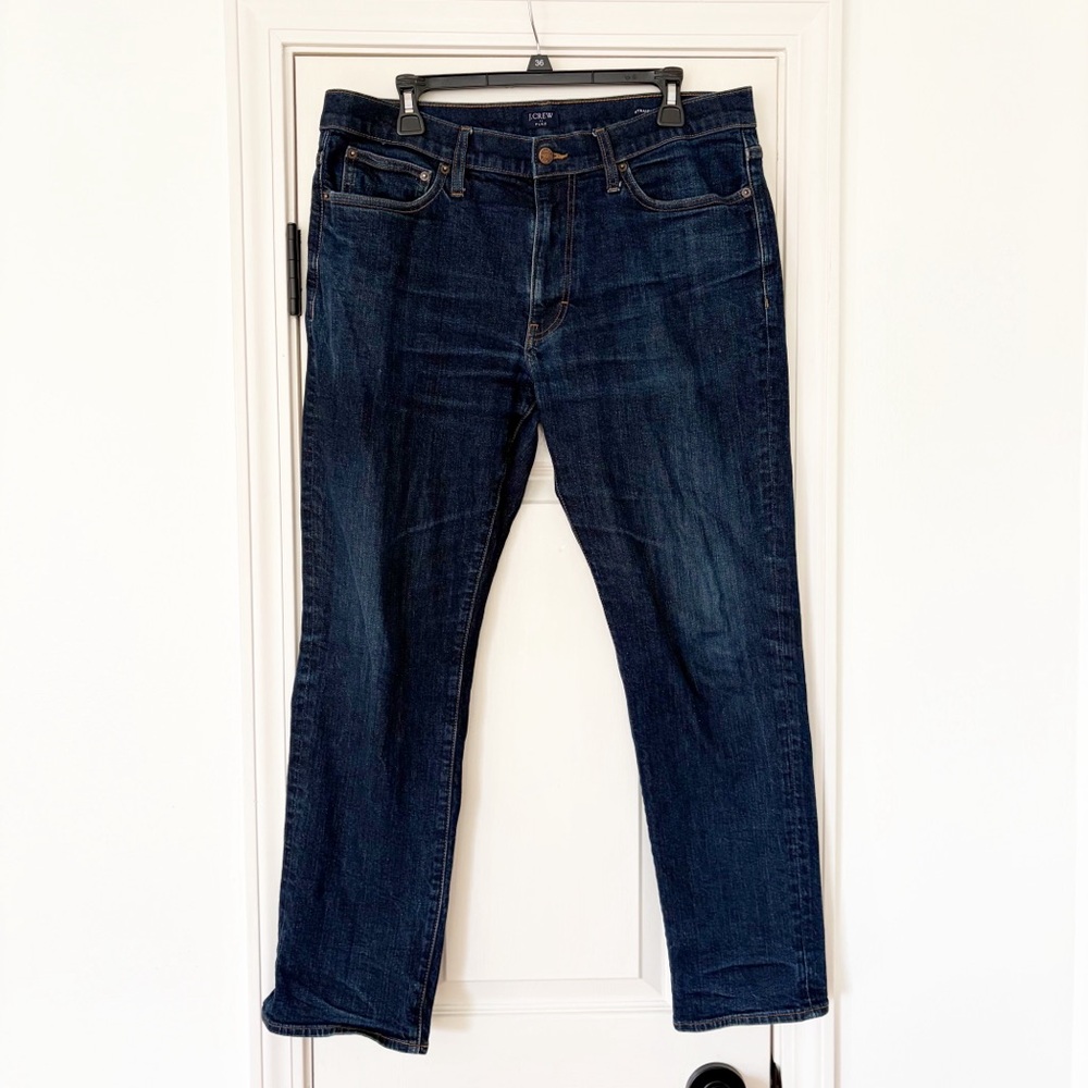 J.Crew factory flex men's straight dark wash jeans 36X 30
